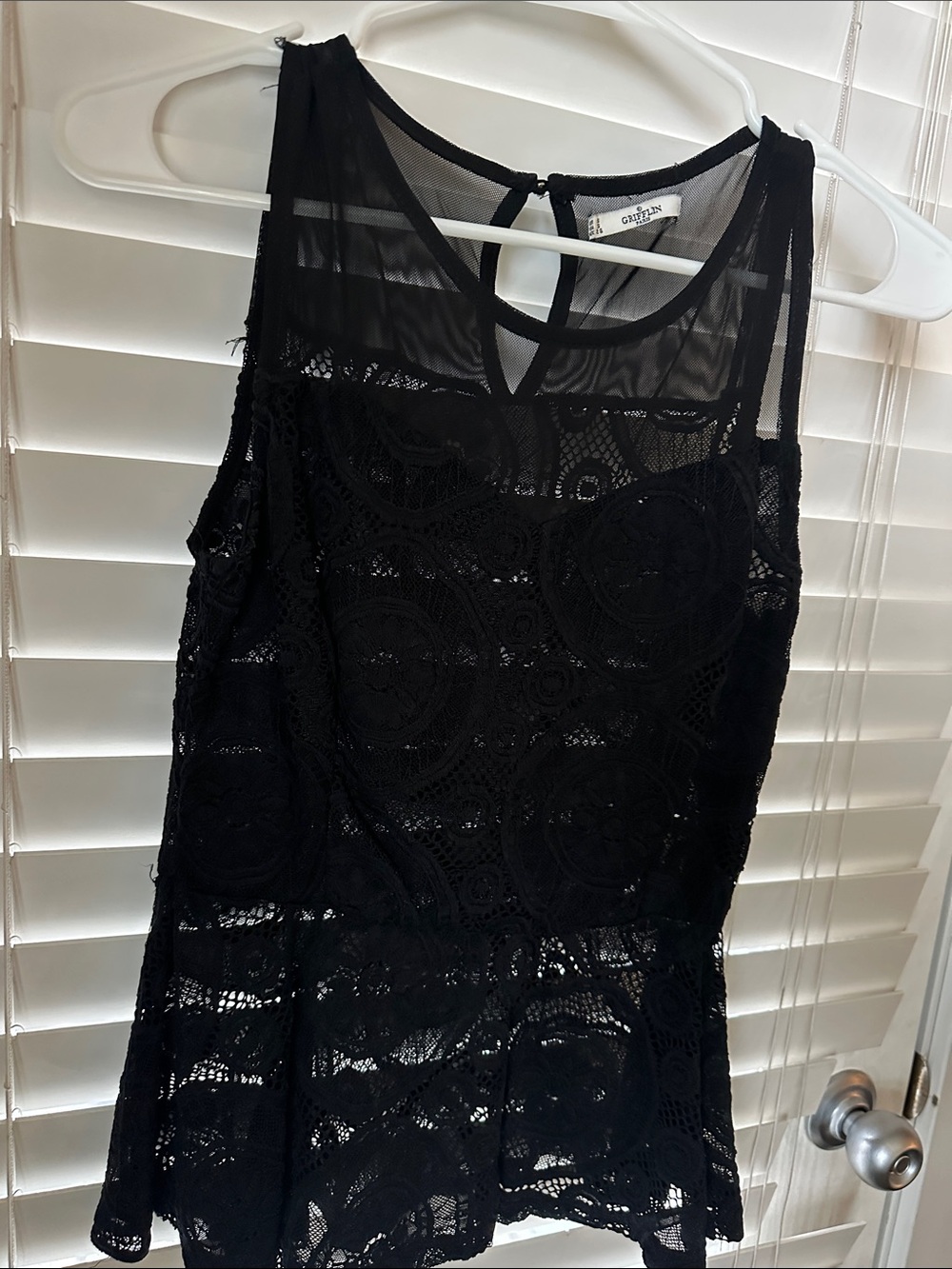 Worthington Black Lace Sleeveless Peplum Top